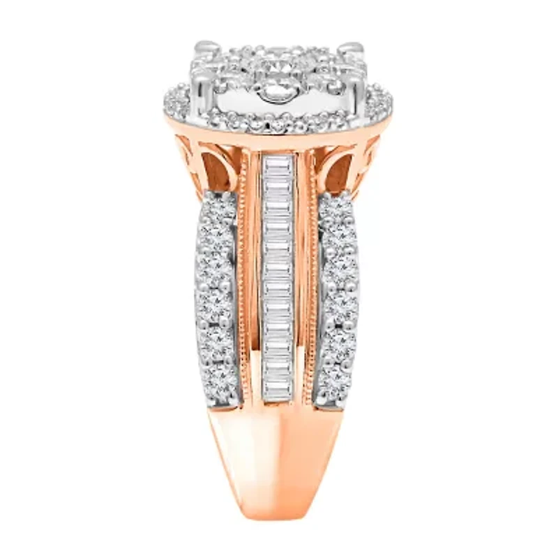 Womens 2 CT. T.W. Natural White Diamond 10K Rose Gold Round Engagement Ring