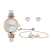 Mixit Womens White 3-pc. Watch Boxed Set Pt8038rgwh