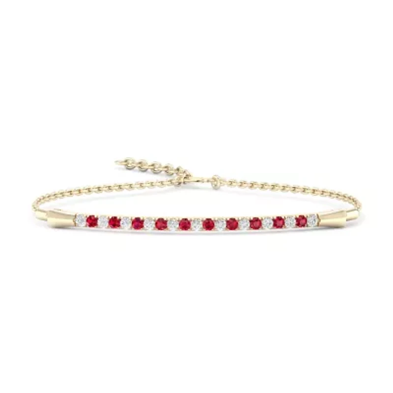 Womens 1/8 CT. T.W. Lead Glass-Filled Red Ruby 10K Gold Tennis Bracelet