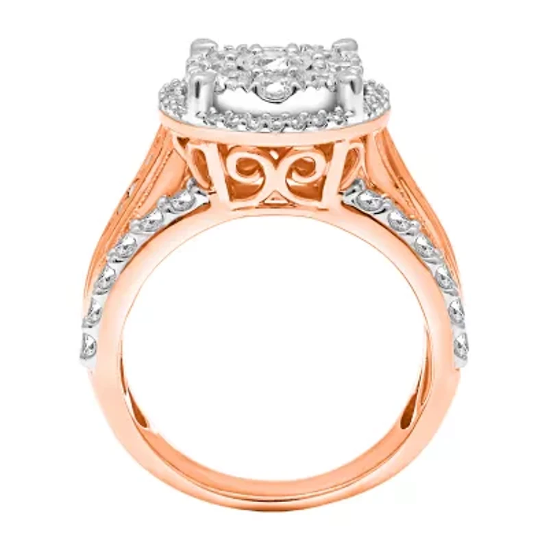 Womens 2 CT. T.W. Natural White Diamond 10K Rose Gold Round Engagement Ring