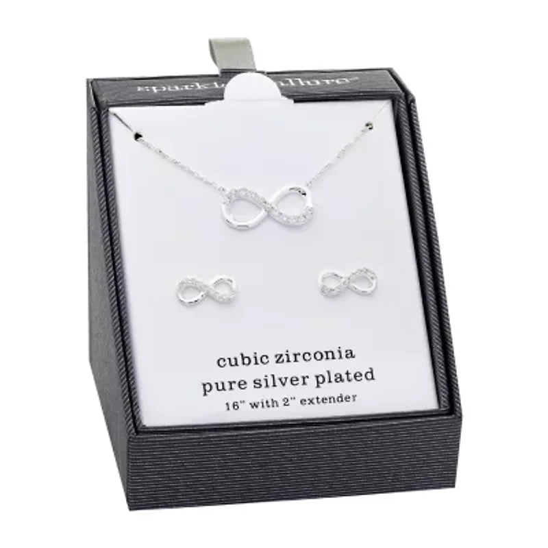 Sparkle Allure Womens Cubic Zirconia Pure Silver Over Brass Infinity 2-pc. Jewelry Set