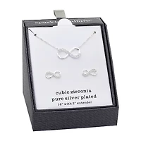 Sparkle Allure Womens Cubic Zirconia Pure Silver Over Brass Infinity 2-pc. Jewelry Set