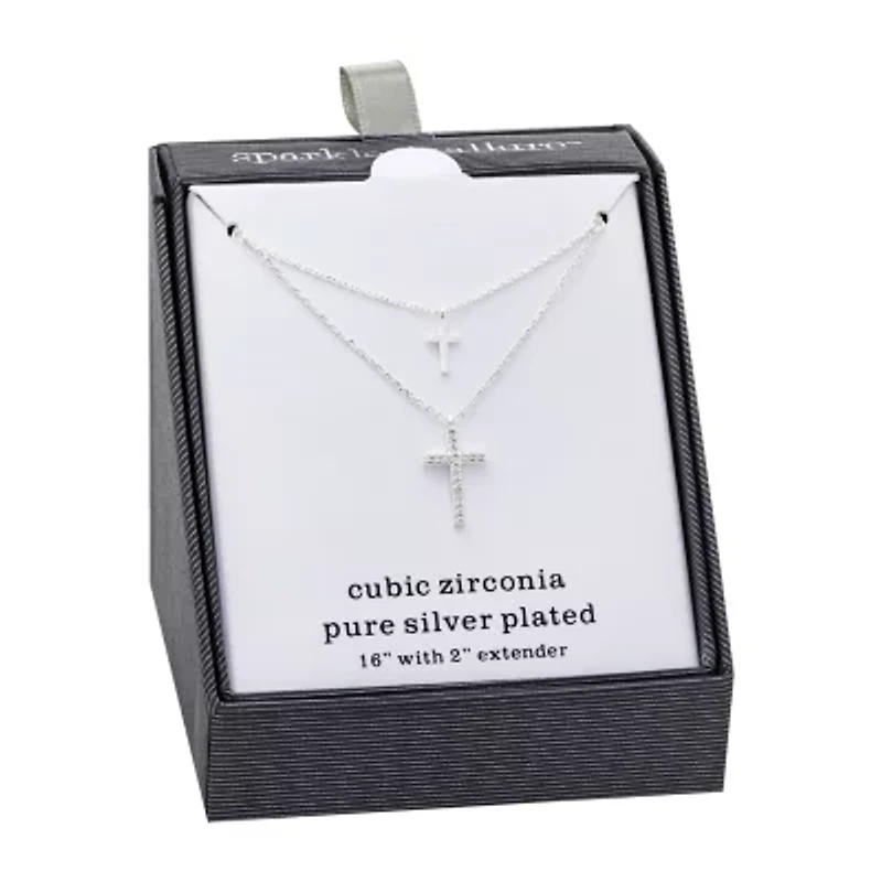 Sparkle Allure Womens Cubic Zirconia 16 Inch Strand Necklace