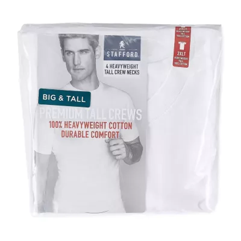 Stafford Heavyweight Mens 4 Pack Short Sleeve Crew Neck T-Shirt Big