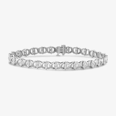 Womens 3 CT. T.W. Lab Grown White Diamond 10K White Gold Tennis Bracelet