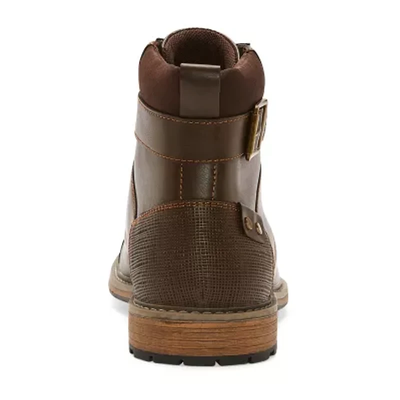 J. Ferrar Mens Slate Block Heel Lace Up Boots