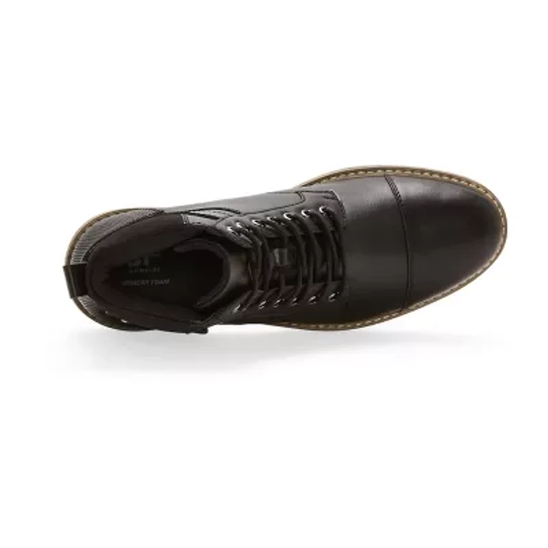 J. Ferrar Mens Slate Block Heel Lace Up Boots