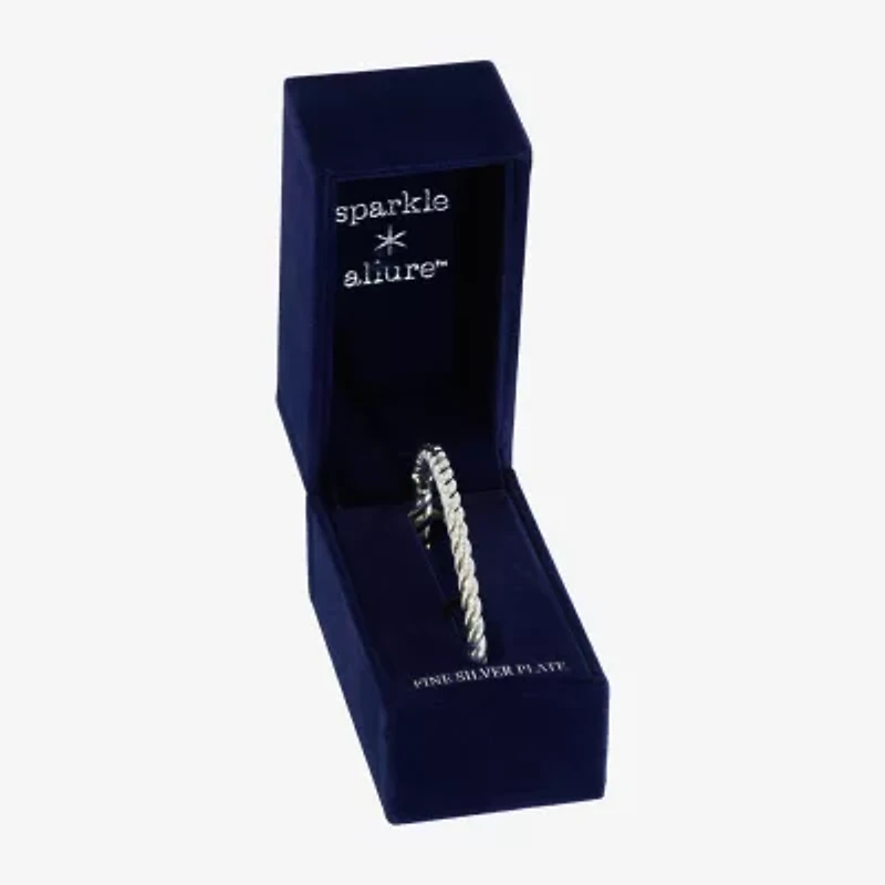 Sparkle Allure Womens Cubic Zirconia Pure Silver Over Brass Bangle Bracelet