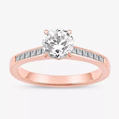 Womens 1 1/4 CT. T.W. Natural White Diamond 14K Rose Gold Round Engagement Ring