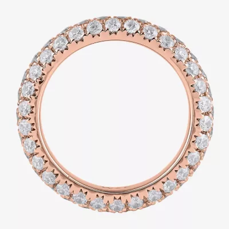 (F / Si2) Womens 6.5MM 3 CT. T.W. Lab Grown White Diamond 10K Gold Eternity Band