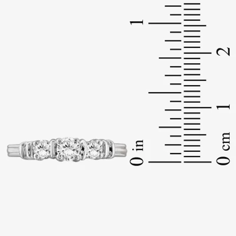 Womens 1 CT. T.W. Cubic Zirconia Sterling Silver 3-Stone Promise Ring