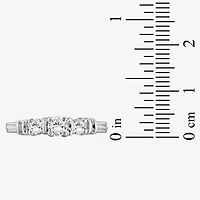 Womens 1 CT. T.W. Cubic Zirconia Sterling Silver 3-Stone Promise Ring