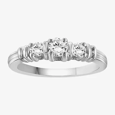 Womens 1 CT. T.W. Cubic Zirconia Sterling Silver 3-Stone Promise Ring