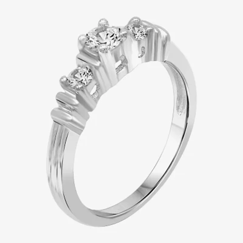 Womens 1 CT. T.W. Cubic Zirconia Sterling Silver 3-Stone Promise Ring