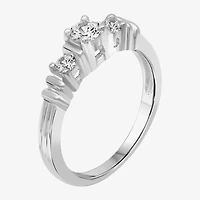 Womens 1 CT. T.W. Cubic Zirconia Sterling Silver 3-Stone Promise Ring