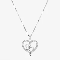 Diamonart Womens Cubic Zirconia Sterling Silver Heart 18 Inch Pendant Necklace