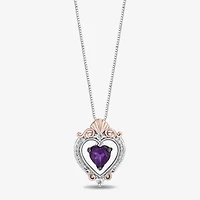 Enchanted Disney Fine Jewelry Womens 1/8 CT. T.W. Genuine Purple Amethyst 14K Rose Gold Over Silver 18 Inch Pendant Necklace