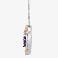 Enchanted Disney Fine Jewelry Womens 1/8 CT. T.W. Genuine Purple Amethyst 14K Rose Gold Over Silver 18 Inch Pendant Necklace
