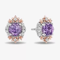 Enchanted Disney Fine Jewelry 1/5 CT. Genuine Purple Amethyst 14K Rose Gold Over Silver 10mm Rapunzel Stud Earrings