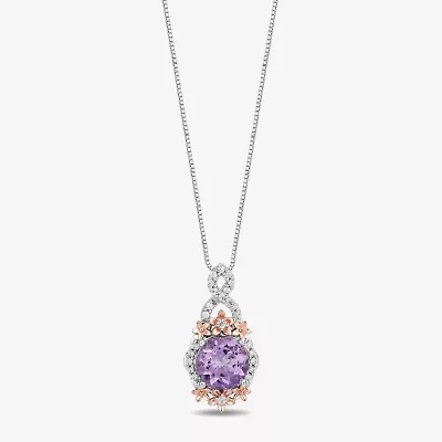 Enchanted Disney Fine Jewelry Womens 1/5 CT. Genuine Purple Amethyst 14K Two Tone Gold Over Silver 18 Inch Pendant Necklace