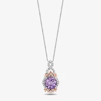 Enchanted Disney Fine Jewelry Womens 1/5 CT. Genuine Purple Amethyst 14K Two Tone Gold Over Silver 18 Inch Pendant Necklace