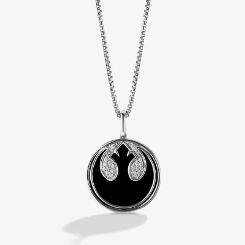 Star Wars Fine Jewelry Rebel Womens Diamond Accent Genuine Black Onyx Sterling Silver 17 1/2 Inch Pendant Necklace