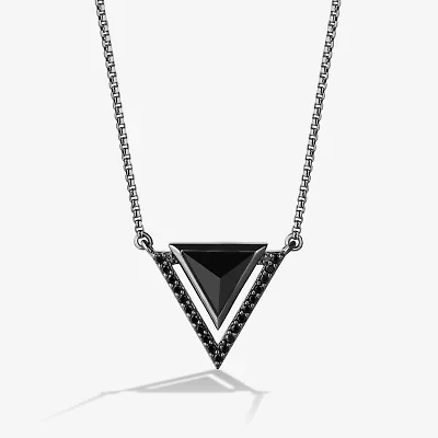 Star Wars Fine Jewelry Darth Vader Womens 1/6 CT. Genuine Black Onyx Sterling Silver Triangle 17 Inch Pendant Necklace