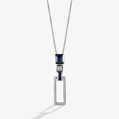 Star Wars Fine Jewelry R2-D2 Womens 1/4 CT. Genuine Blue Sapphire Sterling Silver Rectangular 17 1/2 Inch Pendant Necklace