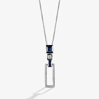 Star Wars Fine Jewelry R2-D2 Womens 1/4 CT. Genuine Blue Sapphire Sterling Silver Rectangular 17 1/2 Inch Pendant Necklace