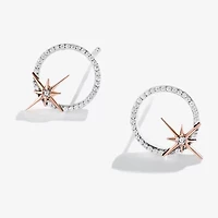 Star Wars Fine Jewelry Guardians Of Light 1/10 CT. Natural White Diamond 10K Rose Gold Sterling Silver 14.2mm Circle Star Wars Stud Earrings
