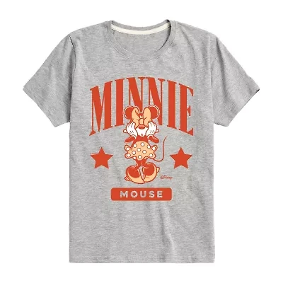 Disney Collection Little & Big Kid Girls Crew Neck Short Sleeve Regular Fit Minnie Mouse Graphic T-Shirt