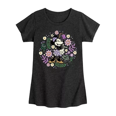 Disney Collection Little & Big Kid Girls Crew Neck Short Sleeve Regular Fit Minnie Mouse Graphic T-Shirt
