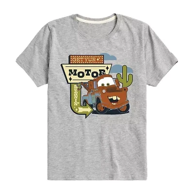 Disney Collection Little & Big Kid Boys Crew Neck Short Sleeve Regular Fit Cars Graphic T-Shirt