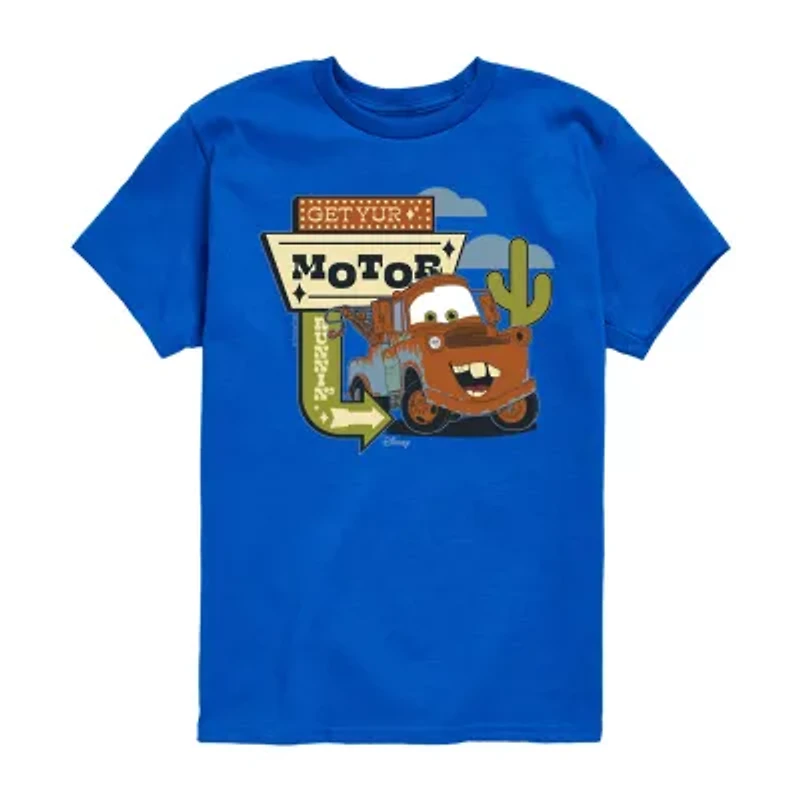 Disney Collection Little & Big Kid Boys Crew Neck Short Sleeve Regular Fit Cars Graphic T-Shirt