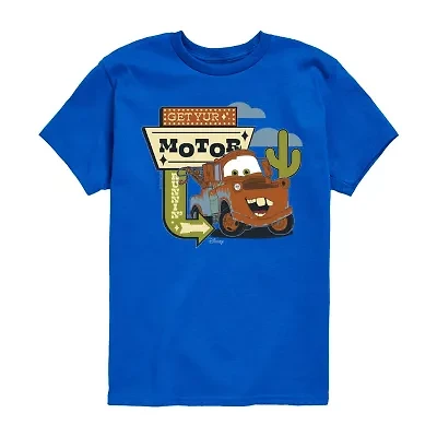 Disney Collection Little & Big Kid Boys Crew Neck Short Sleeve Regular Fit Cars Graphic T-Shirt