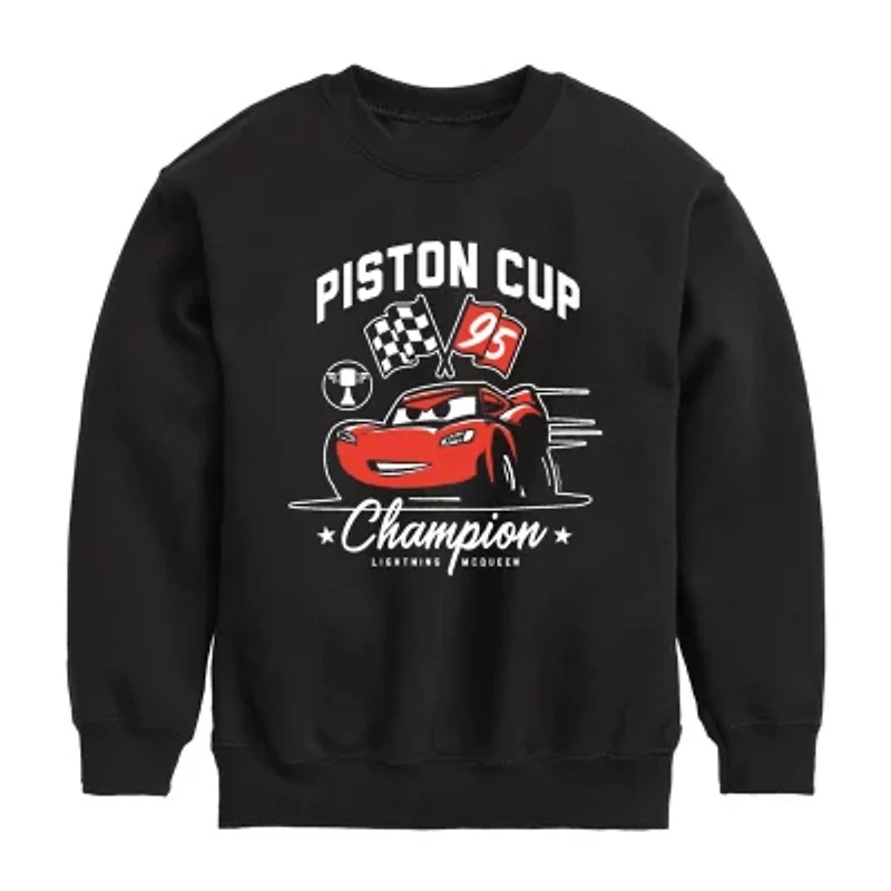 Disney Collection Little & Big Kid Boys Crew Neck Long Sleeve Regular Fit Cars Graphic T-Shirt