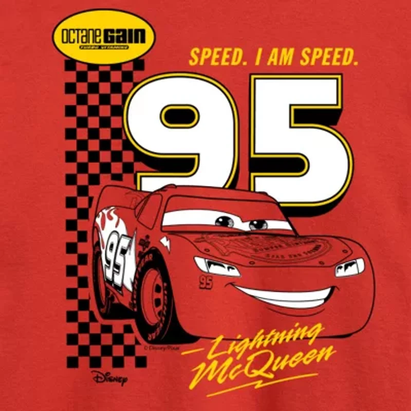 Disney Collection Little & Big Kid Boys Crew Neck Long Sleeve Regular Fit Cars Graphic T-Shirt