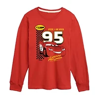 Disney Collection Little & Big Kid Boys Crew Neck Long Sleeve Regular Fit Cars Graphic T-Shirt