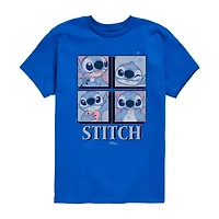 Disney Collection Little & Big Kid Boys Crew Neck Short Sleeve Regular Fit Lilo Stitch Graphic T-Shirt