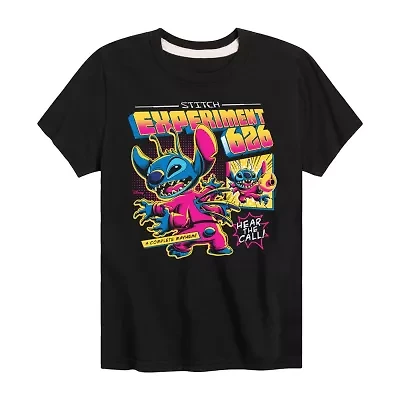 Disney Collection Little & Big Kid Boys Crew Neck Short Sleeve Regular Fit Lilo Stitch Graphic T-Shirt