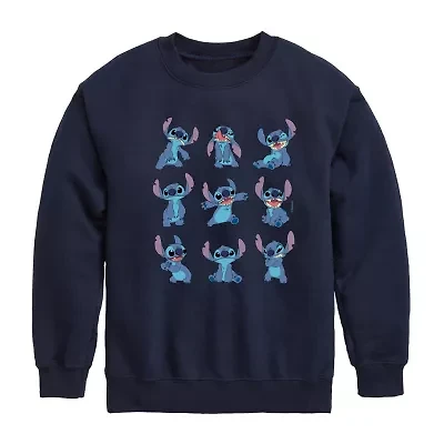 Disney Collection Little & Big Kid Boys Crew Neck Long Sleeve Regular Fit Lilo Stitch Graphic T-Shirt