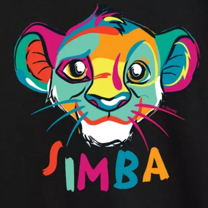 Disney Collection Little & Big Kid Boys Crew Neck Long Sleeve Regular Fit The Lion King Graphic T-Shirt