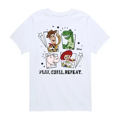 Disney Collection Little & Big Kid Boys Crew Neck Short Sleeve Regular Fit Buzz Lightyear Jessie Rex Graphic T-Shirt
