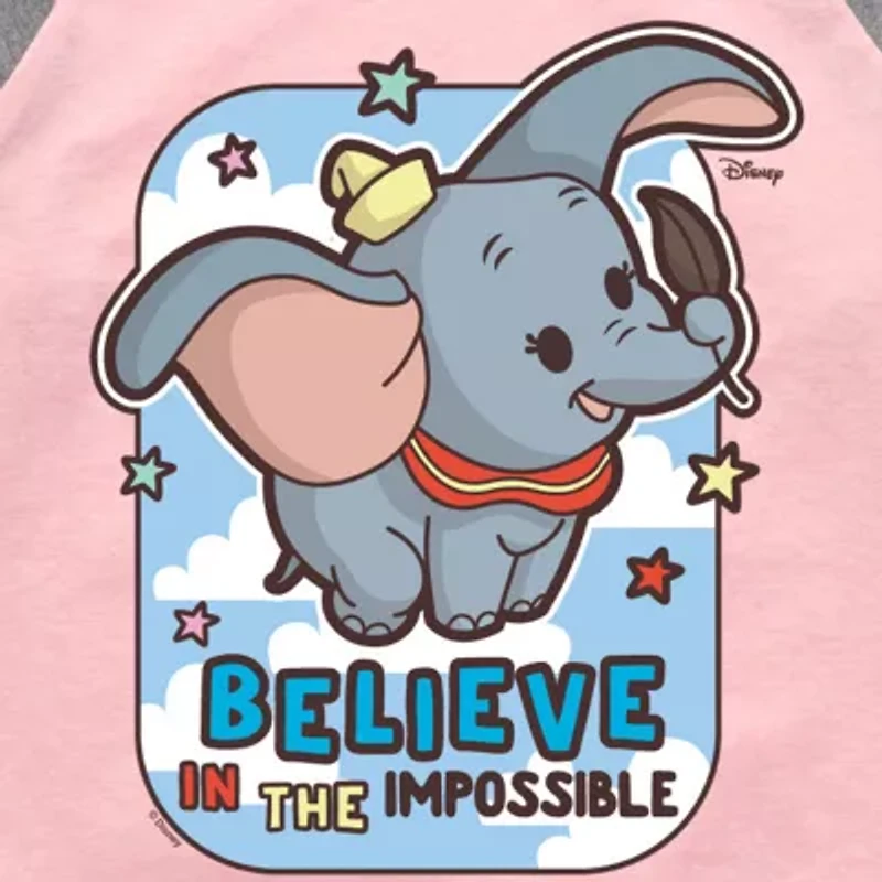 Disney Collection Little & Big Kid Girls Crew Neck 3/4 Sleeve Regular Fit Dumbo Graphic T-Shirt