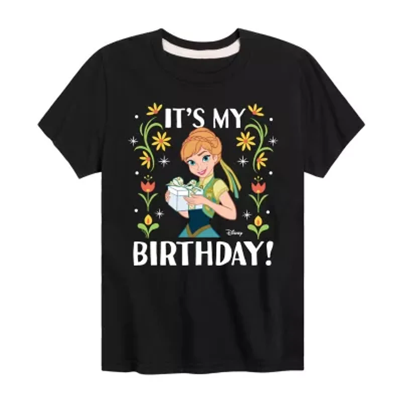 Disney Collection Little & Big Kid Girls Crew Neck Short Sleeve Regular Fit Frozen Graphic T-Shirt