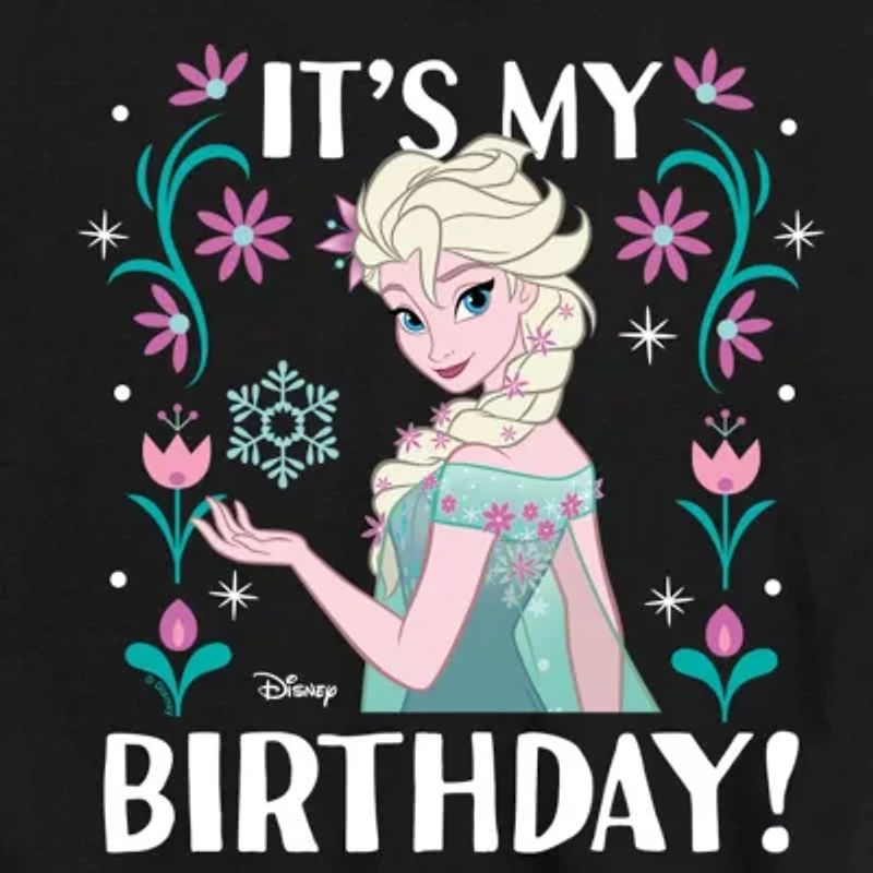 Disney Collection Little & Big Kid Girls Crew Neck Short Sleeve Regular Fit Frozen Graphic T-Shirt