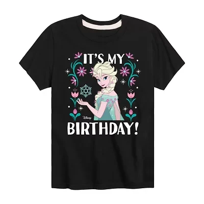 Disney Collection Little & Big Kid Girls Crew Neck Short Sleeve Regular Fit Frozen Graphic T-Shirt