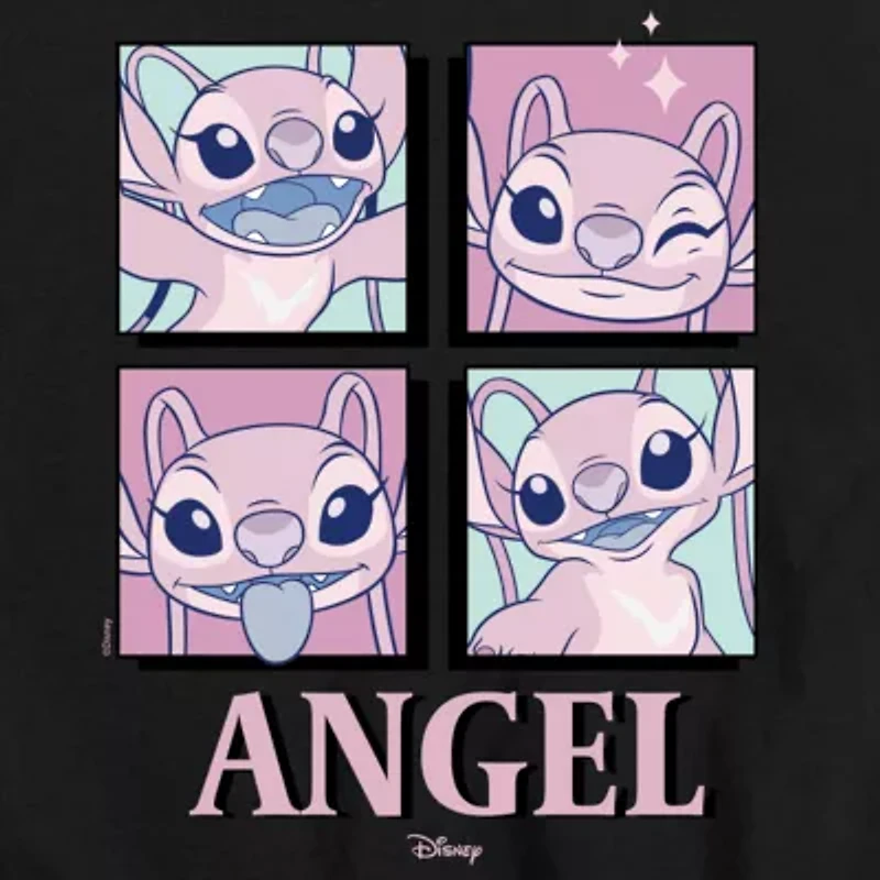 Disney Collection Little & Big Kid Girls Crew Neck Short Sleeve Regular Fit Lilo Stitch Graphic T-Shirt