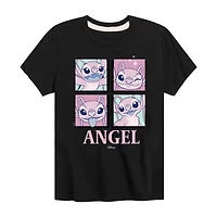 Disney Collection Little & Big Kid Girls Crew Neck Short Sleeve Regular Fit Lilo Stitch Graphic T-Shirt