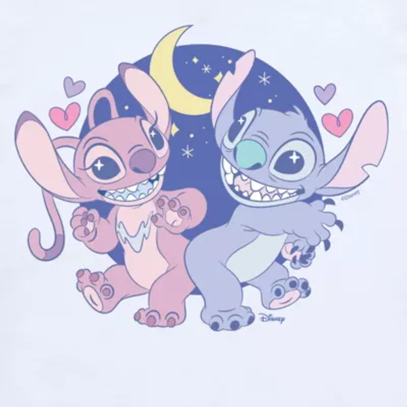 Disney Collection Little & Big Kid Girls Crew Neck Short Sleeve Regular Fit Lilo Stitch Graphic T-Shirt